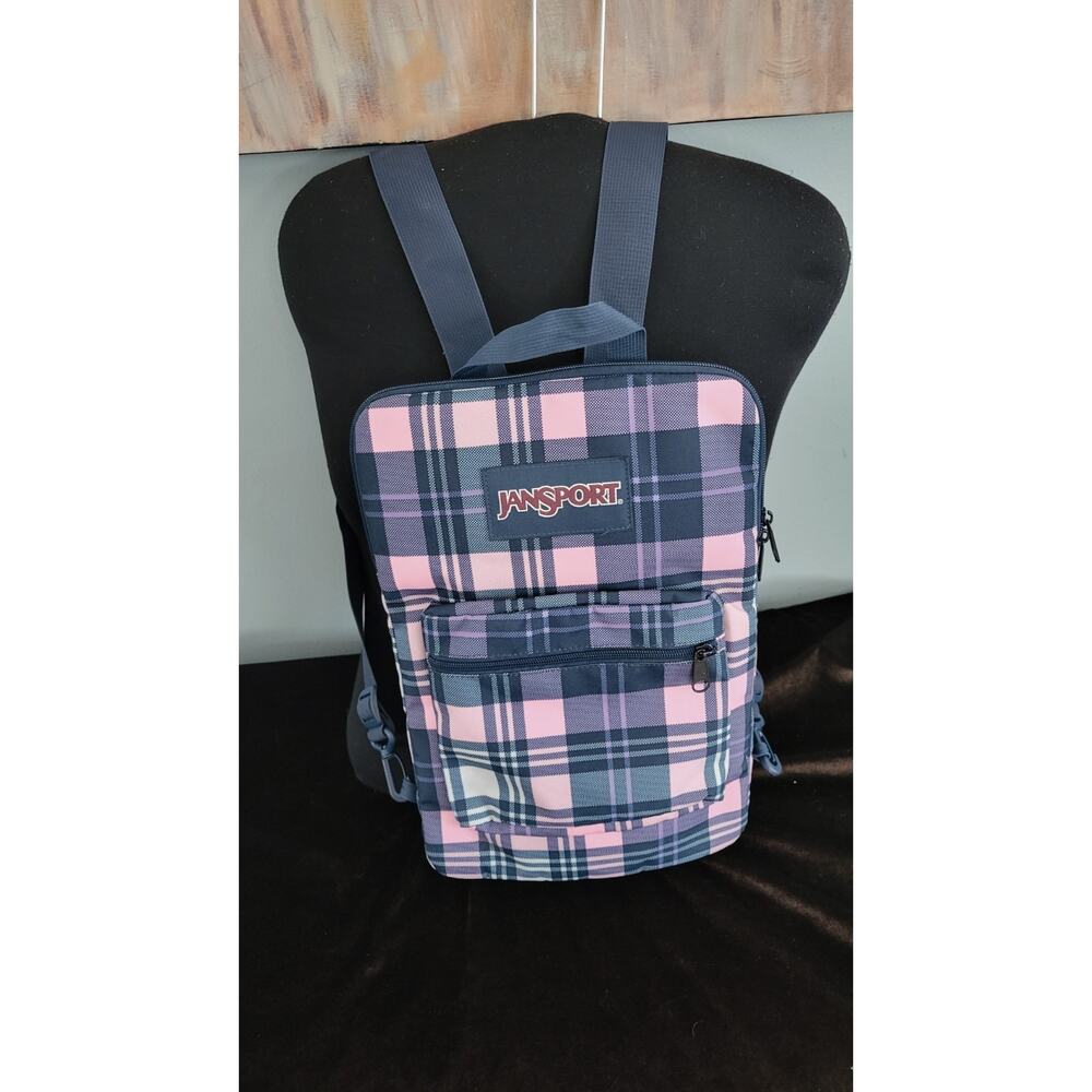 JanSport Plaid Mini Backpack Pink Purple Blue Small Book Bag Y2K Preppy Style